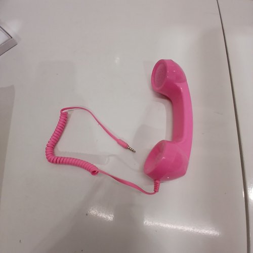 RETRO TELEPHONE HANDSET WITH 2 ADAPTERS FOR PHONES - PINK image 2