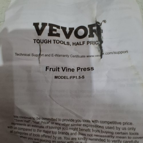 VEVOR FRUIT WINE PRESS - RED (MODEL: FP1.5-S) image 2