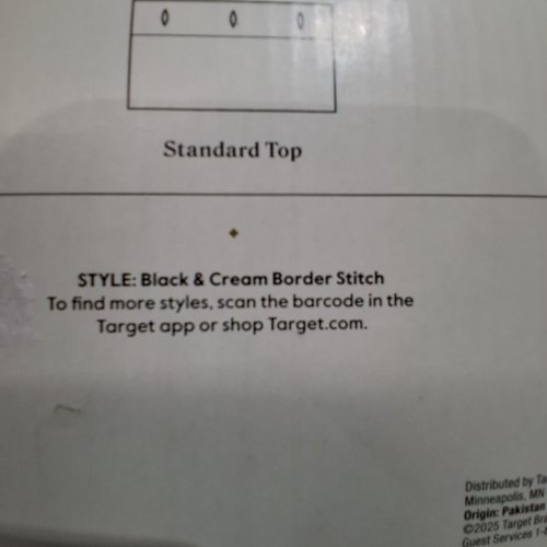 THRESHOLD SHOWER CURTAIN - 72" X 72" - BLACK / CREAM BORDER STITCH image 3