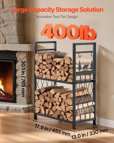 VEVOR INDOOR FIREWOOD RACK - 30.1" X 17.9" X 13.0" - BLACK (MODEL: CJDSHUANGCEN) image 2
