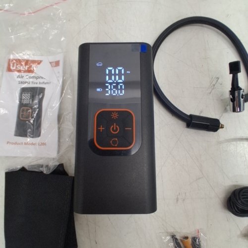 PORTABLE TIRE INFLATOR / COMPRESSOR - 180PSI -12V - BLACK/ORANGE (MODEL: L206) image 2