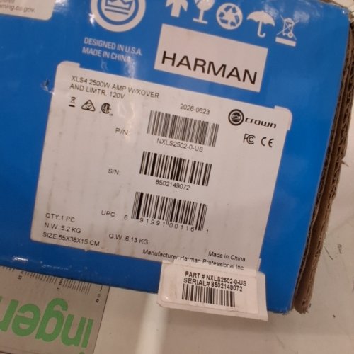 HARMAN CROWN XLS4 2500W AMPLIFIER WITH XOVER AND LIMTR - 120V (MODEL: NXLS2502-0 US) image 3