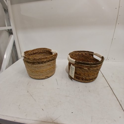 2PK BRIGHTROOM BANANA BARK WOVEN BASKET - 11" - NATURAL image 2
