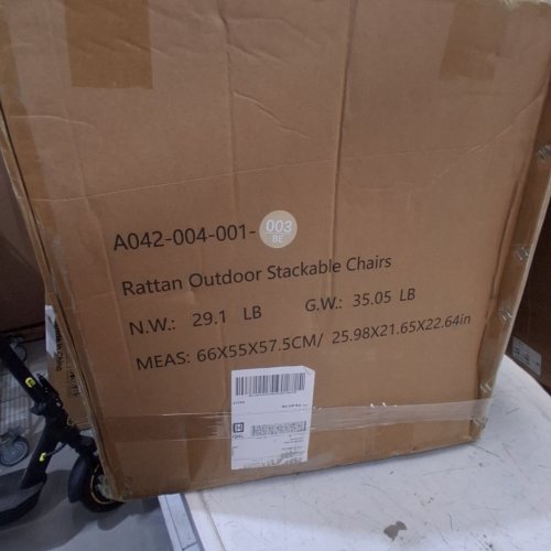 4PK JEAREY RATTAN OUTDOOR STACKABLE PATIO DINING CHAIRS - 21.7" X 22.7" X 26" - BLACK/BEIGE (ITEM: A042-004-001) image 4