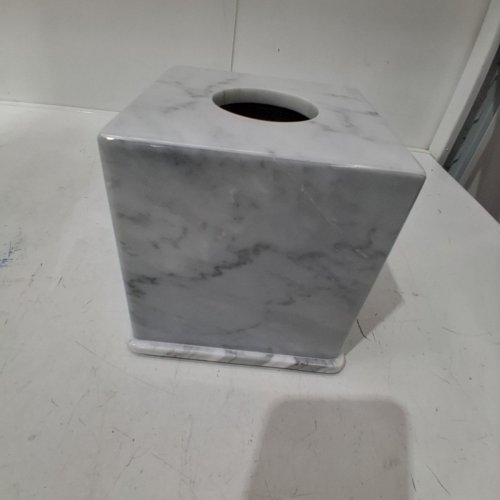 HAMAKAWA MARBLE SQUARE TISSUE BOX DECORATIVE COVER - 6" - WHITE image 2
