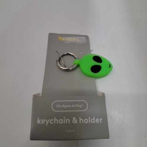 HEYDAY KEYCHAIN AND HOLDER FOR APPLE AIRTAG - GLOW IN THE DARK GREEN ALIEN image 2