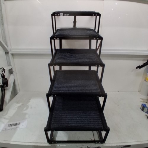 VEVOR FOLDABLE PORTABLE LIGHTWEIGHT DOG STAIRS FOR CAR WITH 5 EXTRA WIDE STEPS & NON-SLIP RUG SURFACE - 200LBS - BLACK (MODEL: 40X33-6) image 2