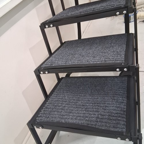 VEVOR FOLDABLE PORTABLE LIGHTWEIGHT DOG STAIRS FOR CAR WITH 5 EXTRA WIDE STEPS & NON-SLIP RUG SURFACE - 200LBS - BLACK (MODEL: 40X33-6) image 5