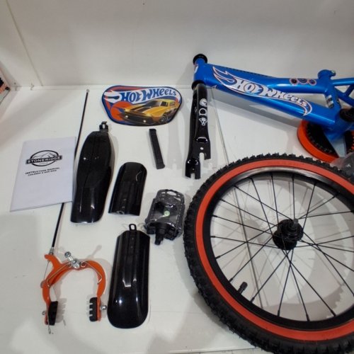 STONERIDGE HOT WHEELS BIKE/BICYCLE WITH TRAINING WHEELS - 16" - BLUE & ORANGE - (MODEL:51620) image 4