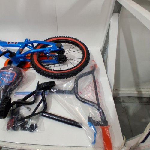STONERIDGE HOT WHEELS BIKE/BICYCLE WITH TRAINING WHEELS - 16" - BLUE & ORANGE - (MODEL:51620) image 6