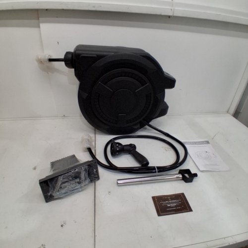 WIKIWIKI WALL MOUNTED RETRACTABLE GARDEN HOSE REEL WITH 10 FUNCTION SPRAYER - 1/2" X 100FT - BLACK (MODEL:WK-JGQ01) image 2