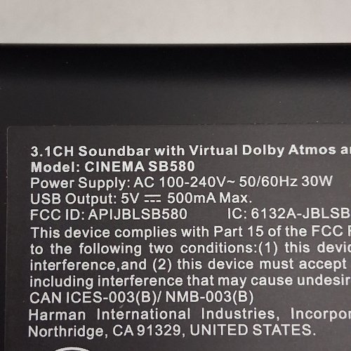 JBL CINEMA 3.1CH SOUNDBAR WITH VIRTUAL DOLBY ATMOS AND WIRELESS SUBWOOFER - BLACK (MODEL: SB580) image 9