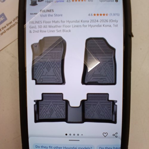 3PC FIILINES ALL WEATHER FLOOR MATS FOR 2024-2026 HYUNDAI KONA - BLACK image 2