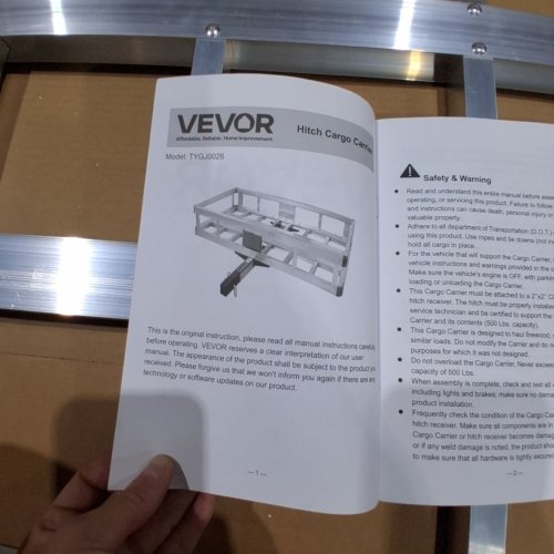 VEVOR HITCH CARGO CARRIER FOLDING TRAILER HITCH MOUNTED STEEL CARGO BASKET - 49'' X 22'' X 7''.1'' - SILVER - ( MODEL: TYGJ0026 ) image 5