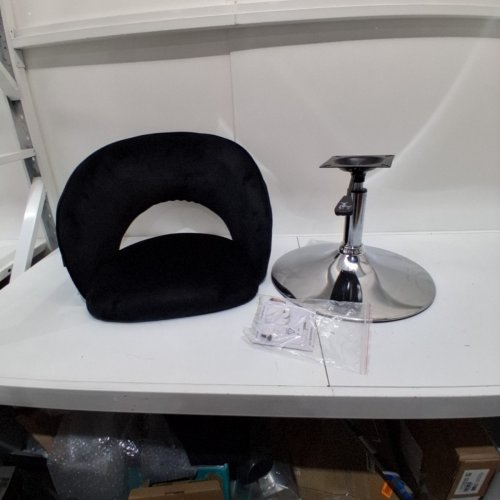 FURNIMART ADJUSTABLE VELVET VANITY CHAIR WITH BACK -27.7" - 33.5" - BLACK (ITEM: FL2007) image 2