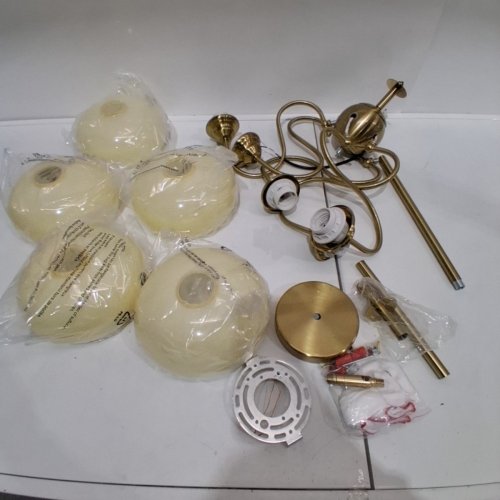 FLYROSE MID CENTURY HARDWIRED SPUTNIK GLASS PENDANTS CEILING LIGHT - 27.5" X 10.2" - 4000LM - 3000K - GOLD/CREAM image 2