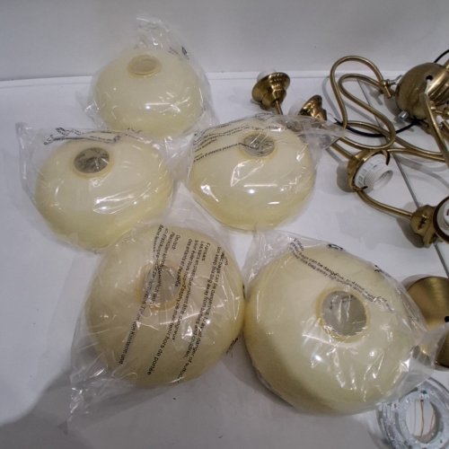 FLYROSE MID CENTURY HARDWIRED SPUTNIK GLASS PENDANTS CEILING LIGHT - 27.5" X 10.2" - 4000LM - 3000K - GOLD/CREAM image 5