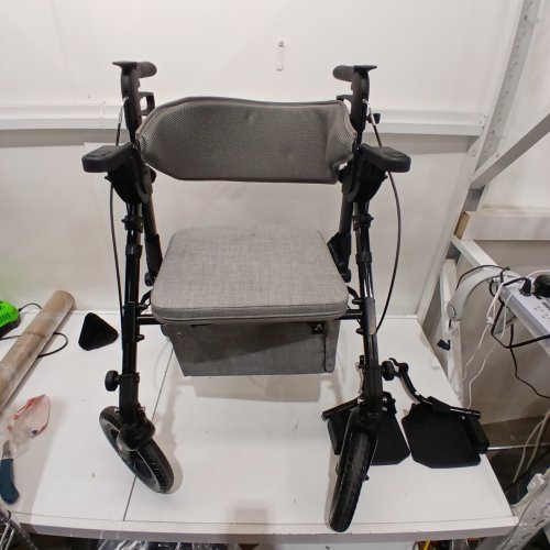 STROLLAID FOLDING ROLLATOR WALKER WITH SEAT - GREY/BLACK image 2