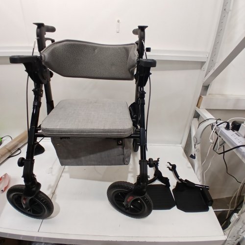STROLLAID FOLDING ROLLATOR WALKER WITH SEAT - GREY/BLACK image 4