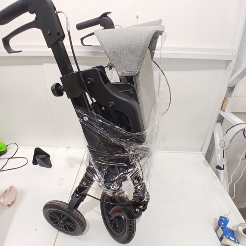 STROLLAID FOLDING ROLLATOR WALKER WITH SEAT - GREY/BLACK image 6