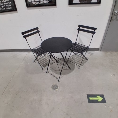 3PC SONGMICS FOLDING OUTDOOR PATIO METAL BISTRO SET - BLACK image 2