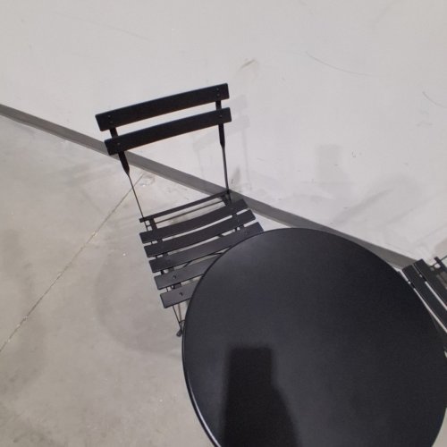 3PC SONGMICS FOLDING OUTDOOR PATIO METAL BISTRO SET - BLACK image 3