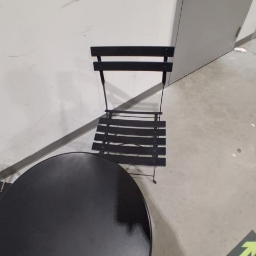 3PC SONGMICS FOLDING OUTDOOR PATIO METAL BISTRO SET - BLACK image 4