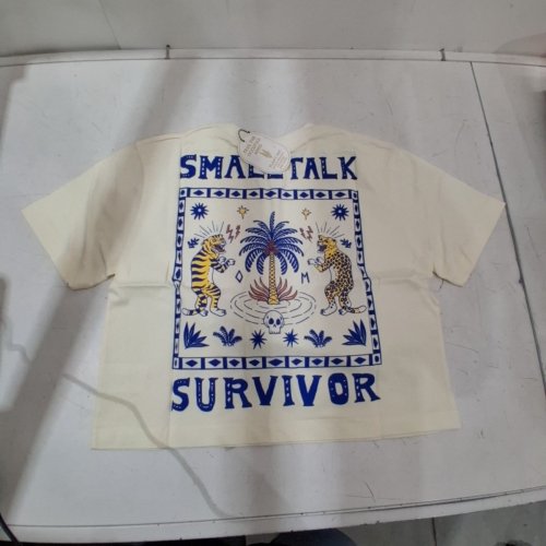 WOMEN'S OCTOPIED MIND 'SMALL TALK SURVIVOR' T-SHIRT - SMALL - WHITE image 2