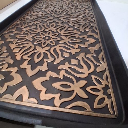 CASADECOR FLORAL RUBBER BOOT TRAY - 15"X30" - BLACK/BRONZE (MODEL: J-054-FL) image 2