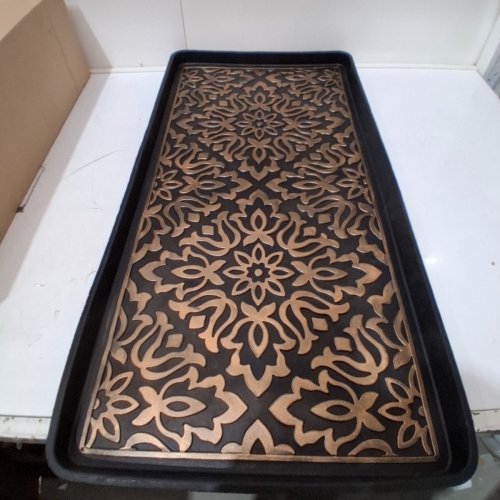 CASADECOR FLORAL RUBBER BOOT TRAY - 15"X30" - BLACK/BRONZE (MODEL: J-054-FL) image 3