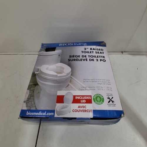 BIOS LIVING 2" RAISED TOILET SEAT WITH LID - WHITE (MODEL: 59056L) image 4