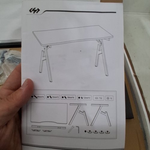 HLDIRECT GAMING DESK WITH ERGONOMIC CURVE AND CABLE HOLE - 40" X 20" X 29" - BLACK CARBON FIBER - (MODEL: A10) image 7