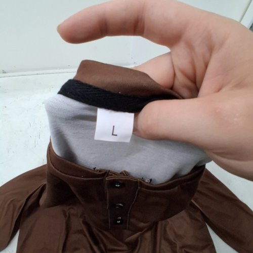 MEN'S LONG SLEEVE HENLEY SHIRT - LARGE - BROWN image 3