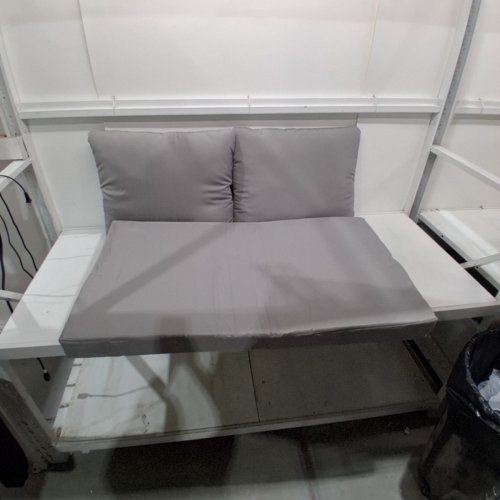 3PC OUTDOOR LOVESEAT CUSHIONS FOR PATIO FURNITURE - 46" X 26" X 4" (SEAT CUSHION) / 24" X 20" (BACKREST CUSHIONS) - GREY image 2