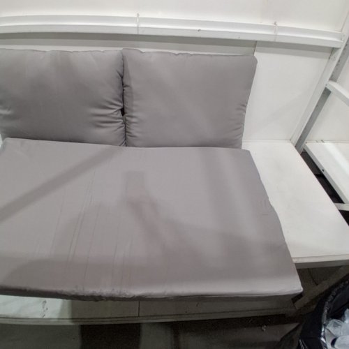 3PC OUTDOOR LOVESEAT CUSHIONS FOR PATIO FURNITURE - 46" X 26" X 4" (SEAT CUSHION) / 24" X 20" (BACKREST CUSHIONS) - GREY image 3