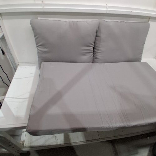 3PC OUTDOOR LOVESEAT CUSHIONS FOR PATIO FURNITURE - 46" X 26" X 4" (SEAT CUSHION) / 24" X 20" (BACKREST CUSHIONS) - GREY image 4