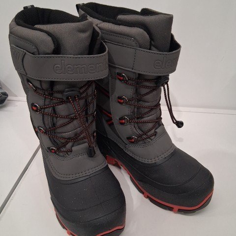 BOY'S ELEMENTS INSULATED WATER-RESISTANT BOOTS - SIZE 4 - GRAY BLACK RED (ITEM: 8631014) image 3