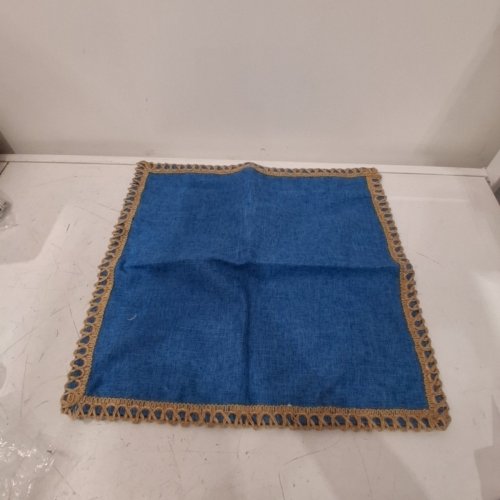 FARMHOUSE BURLAP LINEN TAILORED EDGE DECORATIVE PILLOW COVER - 18"X18" - BLUE image 2