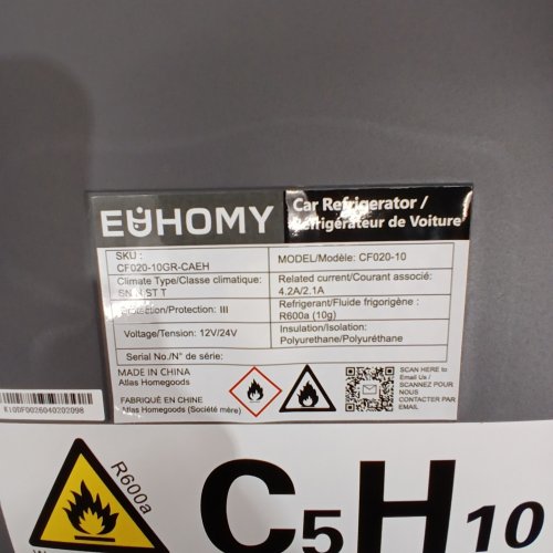 EUHOMY CAR REFRIGERATOR COMPRESSOR ELECTRIC COOLER WITH APP CONTROL - 10L - GREY (MODEL: CF020-10) image 5