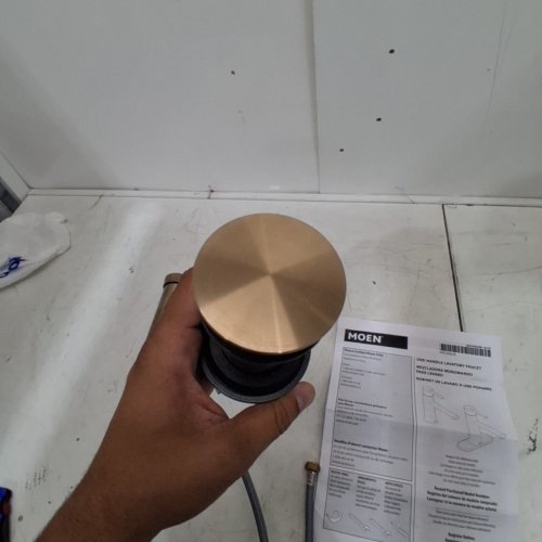 MOEN BERIC MODERN ONE-HANDLE SINGLE HOLE FAUCET WITH DRAIN ASSEMBLY AND OPTIONAL DECKPLATE - 6.6" X 5" - 1.2GPM - BRONZED GOLD (MODEL :84774BZG) image 5