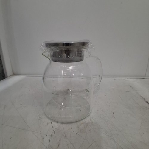GLASS PITCHER WITH STAINLESS STEEL INSERT STRAINER - 2L - CLEAR/SILVER image 2