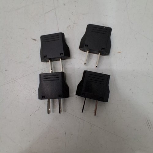 4PK EUROPEAN TO US PLUG ADAPTER - BLACK image 2