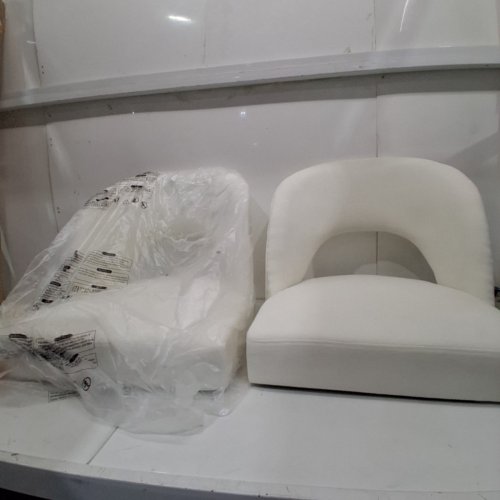 2PK GARVEE UPHOLSTERED MODERN SWIVEL BARREL ACCENT CHAIR - 300LBS CAPACITY - WHITE (MODEL:PHK_384ANVQH) image 3
