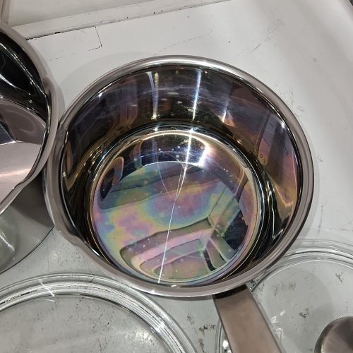 6PC IKEA STAINLESS STEEL COOKWARE SET WITH GLASS LIDS - SILVER image 2