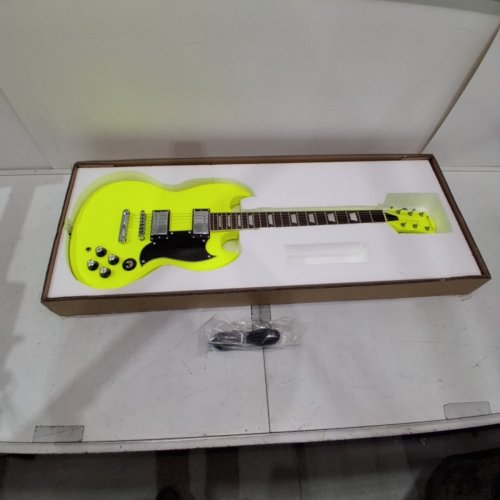 LEO JAYMZ SOLID BODY ELECTRIC GUITAR WITH POPLAR WOOD BODY/MAPLE NECK/LAUREL WOOD FRETBOARD- 39" - FLUORESCENT GREEN (MODEL: LJNSG) image 2