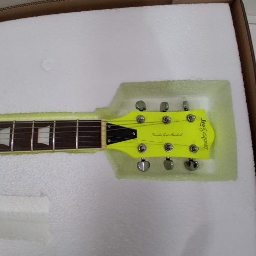 LEO JAYMZ SOLID BODY ELECTRIC GUITAR WITH POPLAR WOOD BODY/MAPLE NECK/LAUREL WOOD FRETBOARD- 39" - FLUORESCENT GREEN (MODEL: LJNSG) image 3