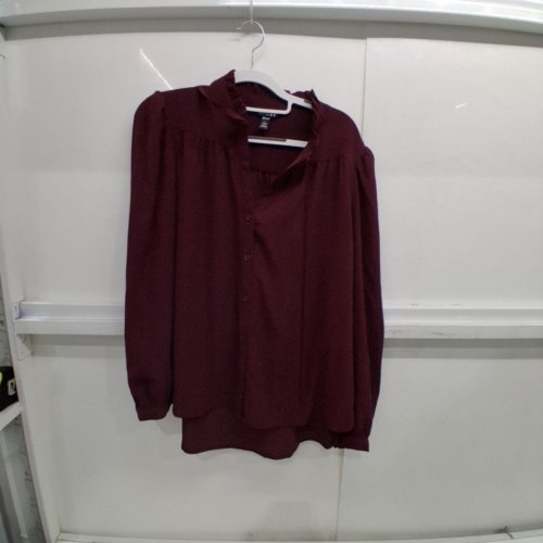 WOMEN'S DKNY TIE NECK BLOUSE - MEDIUM - BURGUNDY (STYLE: 3811001) image 2