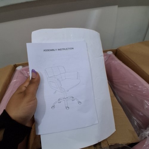 SNHOMEE SOFT UPHOLSTERED OFFICE CHAIR WITH SIDE POCKETS - 250 LBS MAX - PINK (MODEL: 55SCLCREPK) image 5