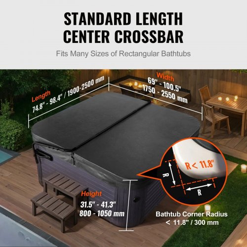 VEVOR HOT TUB COVER LIFT - 31.5" - 41.3" WIDTH 69" - 100.5" ADJUSTABLE - BLACK (MODEL: SCL-09) image 3