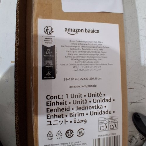 AMAZON BASICS ADJUSTABLE ROOM DARKENING CURTAIN ROD - 88" - 120" - BLACK image 2